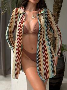 Swim SXY Áo khoác ngoài nữ kiểu dáng thường ngày, phối nhiều mảnh vải, không cài cúc, thích hợp mặc hàng ngày. - Nhiều màu - Xem 3