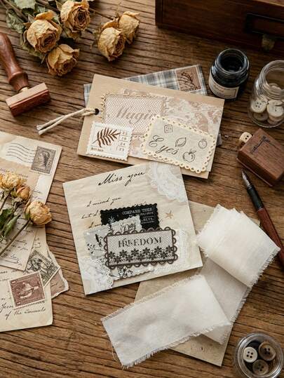 Cirelle Hollowed-Out Lace Label Stickers – Dream-Woven Series For Journaling, DIY Decorative Collage Crafts, Personalized Scrapbook Embellishments, Creative School Stationery