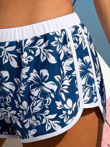 Swim Vcay Quần short nữ thể thao và nghỉ dưỡng đa năng, thoải mái, họa tiết hoa dâm bụt nhiệt đới ngẫu nhiên, phối màu tương phản, quần bơi nữ, quần short mùa hè nữ, quần short casual nữ, quần short chạy bộ nữ, quần short yoga, quần short họa tiết da báo, bộ đồ yoga nữ, đồ bơi liền thân ôm sát cơ thể. - Nhiều màu - Xem 5