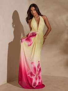 SHEIN Glamour Đầm nữ không tay in hoa lãng mạn, thích hợp cho kỳ nghỉ trên đảo, đầm mùa hè, trang phục đi biển, trang phục nghỉ dưỡng, đầm thanh lịch, trang phục đi ăn trưa, trang phục du thuyền, đầm cúp ngực, đầm hở vai, trang phục Hawaii, trang phục gợi cảm, trang phục Ibiza, quần áo mùa hè cho nữ. - Nhiều màu - Xem 7