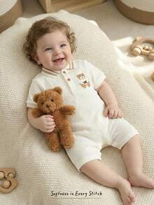 Cozy Pixies 男婴 Polo 领短袖连体衣，百搭舒适 - 彩色 - 查看 2