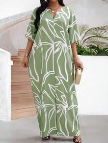 SHEIN Lady Vestido largo casual de fiesta con cuello en V para mujer, adecuado para el verano - Multicolor - Ver 3