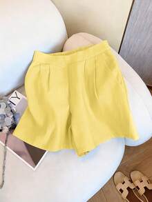 Airaco Women's Summer Casual Sleeveless Top And Shorts 2 Pieces Set - Light Yellow - View 6