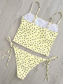 Swim Mod Bộ đồ bơi nữ thời trang dễ thương gợi cảm gồm 2 món, áo hai dây chấm bi có thể điều chỉnh và quần bikini buộc dây bên hông, thích hợp cho bãi biển, hồ bơi, tiệc tùng. - Nhiều màu - Xem 2