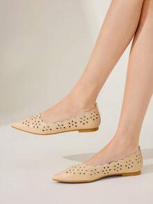 CUCCOO CHICEST Sapatos Femininos de Bico Fino com Sola Plana, Bordado de Flor Cor de Damasco, Sapatos Femininos de Sola Plana Elegantes e Fashionistas, Essenciais Confortáveis para Férias - Damasco 1 - Visão 11