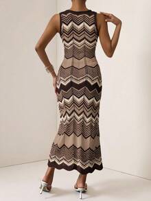 Vesra Colorful Striped Sleeveless Knit Casual Vacation Dress - Multicolor - View 2