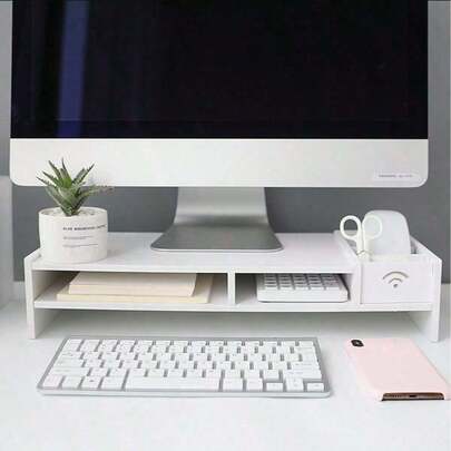 Durable PVC Material Multi-Layer Display Stand, Ergonomic Computer Elevated Desktop Storage Rack, Desktop Storage Rack, Suitable For Office Desk Accessories, Laptop Accessories, Room Decoration, Bedroom Decoration, Workspace Desk, New Year's And Valentine's Day Decoration