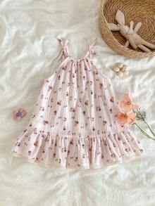 Cozy Pixies 女婴碎花印花柔软针织吊带连衣裙 - 彩色 - 查看 5