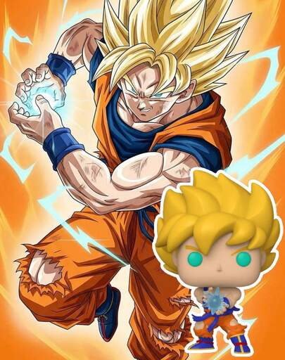  Funko POP！动画系列乙烯基人偶，龙珠Z超级赛亚人悟空，龟派气功波造型，橱窗式展示包装，编号948，桌面摆件礼品