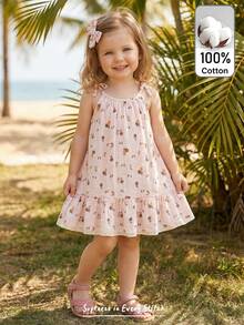 Cozy Pixies 女婴碎花印花柔软针织吊带连衣裙 - 彩色 - 查看 3