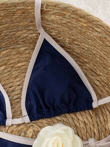 Swim Mod Bộ bikini buộc dây cổ gợi cảm phối màu tương phản dành cho nữ, trang phục đi biển. - Nhiều màu - Xem 4