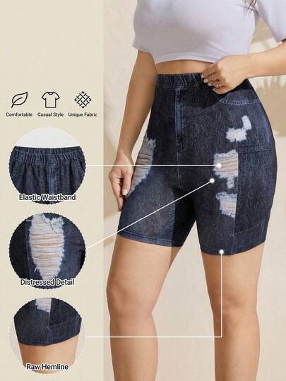 Comfylo 大码女式夏季牛仔印花高腰基础休闲运动黑色短款骑行紧身裤 女式牛仔印花图案印花短款紧身裤 夏季骑行短裤 日常休闲运动高腰夏季牛仔印花套装 女式嘉年华服装 女式牛仔印花度假套装 女式休闲复古宽松牛仔印花图案紧身裤 适合夏季的破洞做旧紧身裤 女式教师服装 女式牛仔印花破洞做旧紧身裤