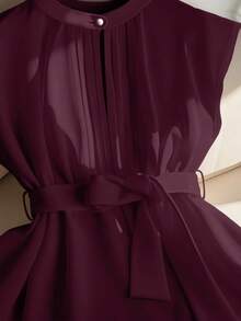 GlowEve CURVE 优雅的夏季度假衬衫，适合大码女士 - 中紫紅色 - 查看 4