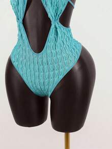 SaltGleam SaltGleam 女士性感露背吊带连体衣，时尚沙滩度假装 - 薄荷藍 - 查看 5