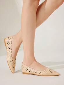 CUCCOO CHICEST Sapatos Femininos de Bico Fino com Sola Plana, Bordado de Flor Cor de Damasco, Sapatos Femininos de Sola Plana Elegantes e Fashionistas, Essenciais Confortáveis para Férias - Damasco 1 - Visão 9