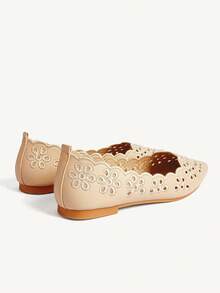 CUCCOO CHICEST Sapatos Femininos de Bico Fino com Sola Plana, Bordado de Flor Cor de Damasco, Sapatos Femininos de Sola Plana Elegantes e Fashionistas, Essenciais Confortáveis para Férias - Damasco 1 - Visão 6