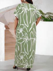 SHEIN Lady Vestido largo casual de fiesta con cuello en V para mujer, adecuado para el verano - Multicolor - Ver 2