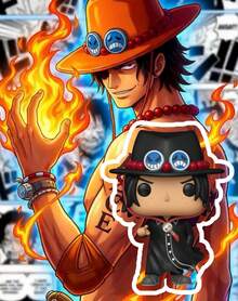 Funko POP! Animation Vinyl Figure, One Piece Portgas D. Ace No. 2130, Chibi Collectible With Black Hat Red Beads And Blue Emblems, Cloak Outfit, Window Box Display, Gift - 1PC - View 1