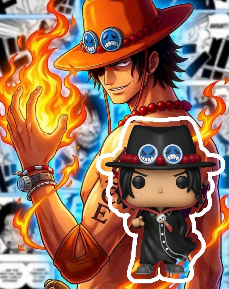 Funko POP! Animation Vinyl Figure, One Piece Portgas D. Ace No. 2130, Chibi Collectible With Black Hat Red Beads And Blue Emblems, Cloak Outfit, Window Box Display, Gift - 1PC - View 1