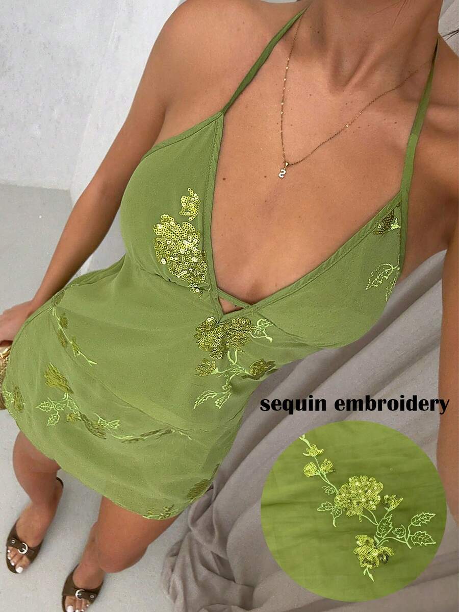 Glamine Bộ đồ gợi cảm cho kỳ nghỉ, du lịch, đi biển, dự tiệc, lễ hội âm nhạc, trang phục cô gái quyến rũ. - màu xanh lá - Xem 1