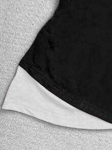 Glimmora Contrast Color Splice Halter Neck 2 In 1 T-Shirt For Women - Multicolor - View 3