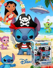 Funko POP！星际宝贝海盗史迪奇 #1659 乙烯基人偶，冬季漫展限量版，盒装收藏模型，可爱桌面摆件，粉丝礼物。 - 彩色 - 查看 3