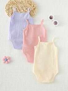 Cozy Pixies Bộ 3 món áo liền quần dệt kim mềm mại màu trơn cho bé gái - Nhiều màu - Xem 5