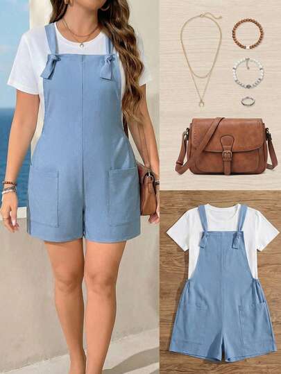 Zelara جمبسوت قطعة واحدة بلون أحادي مع جيوب، مريحة ومتعددة الاستخدامات للصيف، مقاس كبير