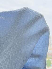 SHEIN 少女春夏纯色蓝色吊带V领花朵金属扣修身背心，纹理面料，适合假日、度假、海滩穿着 - 藍色 - 查看 5