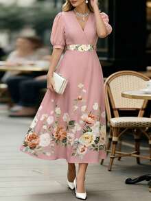 EMERY ROSE Đầm in hoa thanh lịch, thích hợp cho mùa hè. - Màu Hồng baby - Xem 3