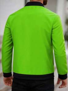 Manfinity Homme Chaqueta casual de manga larga con contraste de color para hombre - Verde Oliva - Ver 3