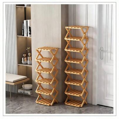 One Bamboo Folding Shoe Rack With No Installation Is Suitable For Restaurants. The Entrance Hall. Bedroom. At The Entrance Of The Living Room