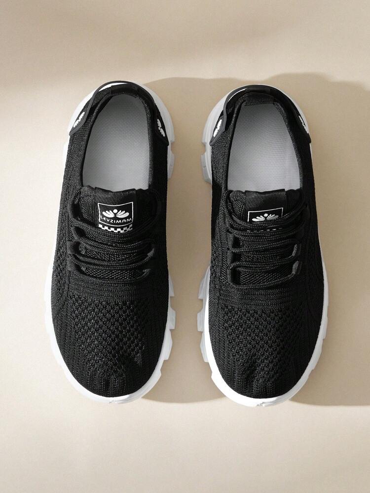 CUCCOO EASI Black And White Contrasting Color Chunky Sneakers, Thick-Soled Heightening Breathable Sneakers, Spring And Summer Commuting Versatile Women's Shoes