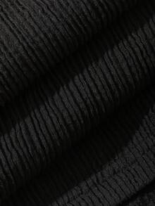 DAZY 女士黑色纯色基础款T恤和直筒休闲裤两件套，适合春、夏、秋季穿着 - 黑色 - 查看 3