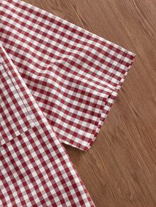 Manfinity Unisex Men's Casual Plaid Letter Embroidered Shirt, Summer - Red - View 6