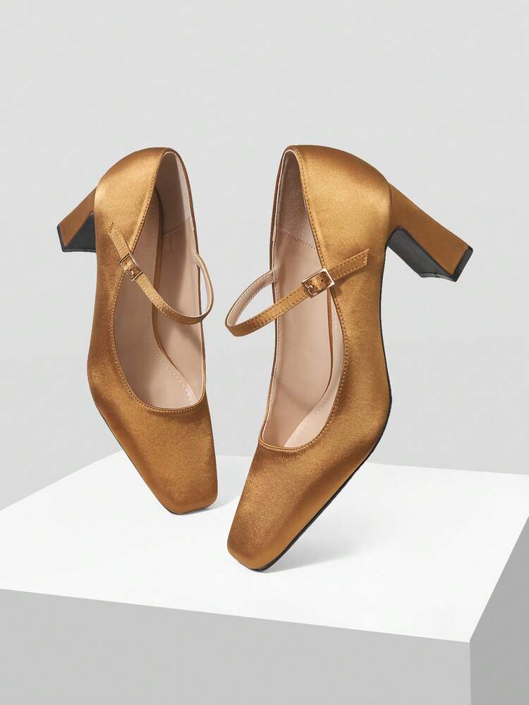 FRENCH MINIMALIST SQUARE TOE HIGH HEEL MARY JANE PUMPS, FOR VALENTINE'S DAY, SPRING SHOES, SPRING BREAK EASTER PROM HEELS FOR CHRISTMAS