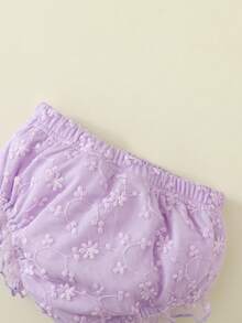 Souflis Souflis Calcinha calcinha branca com babados e renda para bebês recém-nascidas, ideal para combinar com diversos looks, vestidos e roupas de aniversário. - Roxo Malva - Ver 3