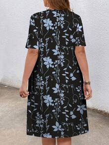 EMERY ROSE Plus Size Floral Print Casual Vacation Dress - Multicolor - View 2