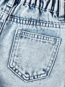 Young Girl Y2K Fashion Light Blue Heavily Washed Embroidered Cute Flower Girls Denim Shorts, Suitable For Daily Wear - Light Wash - View 5