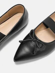 CUCCOO CURVES Women Shoes Women's Pointed Buckle Design Daily Versatile Fashion Wide Last Flat Sole Shoes - Black PU - View 8