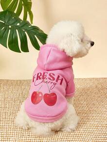 PETSIN 1 Cherry Letter Printed Pet Pink Sports Style Thick Warm Spring And Autumn Pet Clothing Hoodie - Pink - View 2