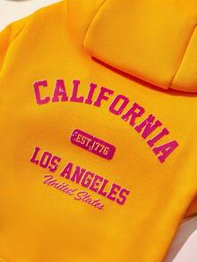 PETSIN 1 Piece Of Red Letter Printed Pet Yellow Sports Style Thick Warm Spring And Autumn Pet Clothing Hoodie - Yellow - View 3