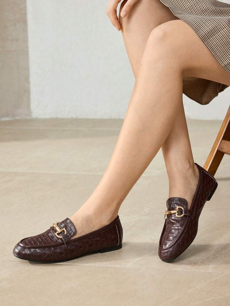 NEW BROWN FLAT-BOTTOMED SQUARE TOE CASUAL AND COMFORTABLE VERSATILE WOMEN'S FLAT-BOTTOMED SHOES