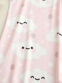 Set Piyama 2 Potong Motif Awan Manis dan Lucu Nyaman Warna Putih & Merah Muda untuk Anak Perempuan - MultiWarna - View 6