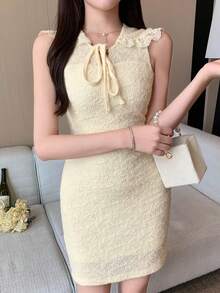 DAZY Frühlings- und Sommer-Bodycon-Kleid im Stil einer gelben Weste, elegant für Valentinstag, Hochzeit, Party, formelle Anlässe, Modeveranstaltungen, Büroalltag - Beige - Übersicht 9