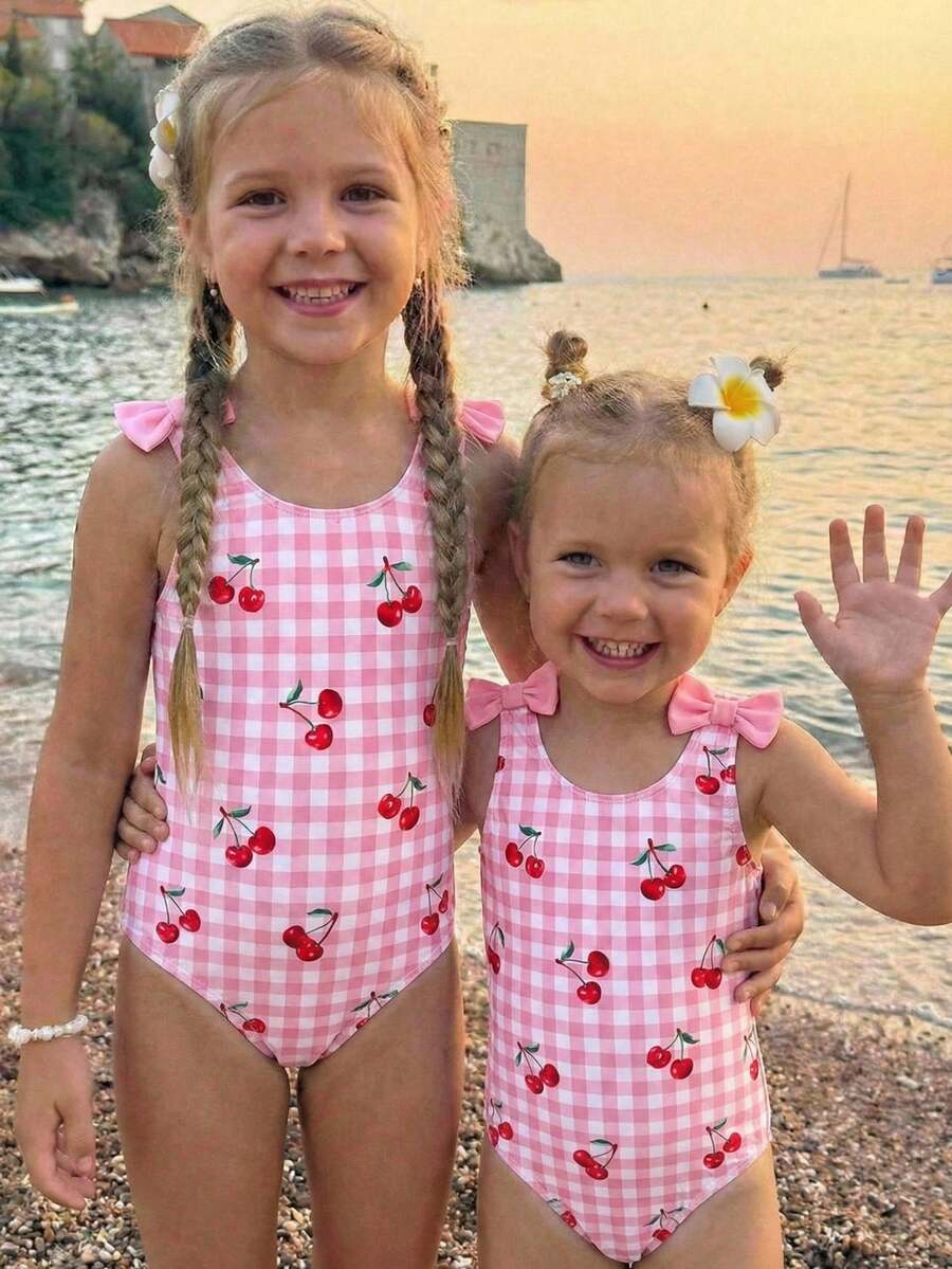 Emery Rose Kids Emery Rose Kids Áo tắm tankini in hoa dễ thương cho bé gái, kiểu dáng thường ngày, thích hợp cho mùa xuân/hè. - Hồng - Xem 1