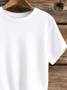 EMERY ROSE Women's Summer New Casual Daily Commute Simple Solid Color Short Sleeve T-Shirt - White - View 5