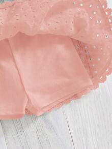 Emery Rose Kids Emery Rose Kids 女嬰休閒極簡舒適圓領無袖露背不對稱下擺背心上衣與裙子套裝 - 粉色 - 查看 5