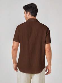 Manfinity VCAY Men's Woven Casual Short Sleeve Shirt - Rust Brown - View 7