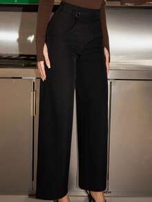 Bris Aura 压褶纽扣裤 - 黑色 - 查看 3